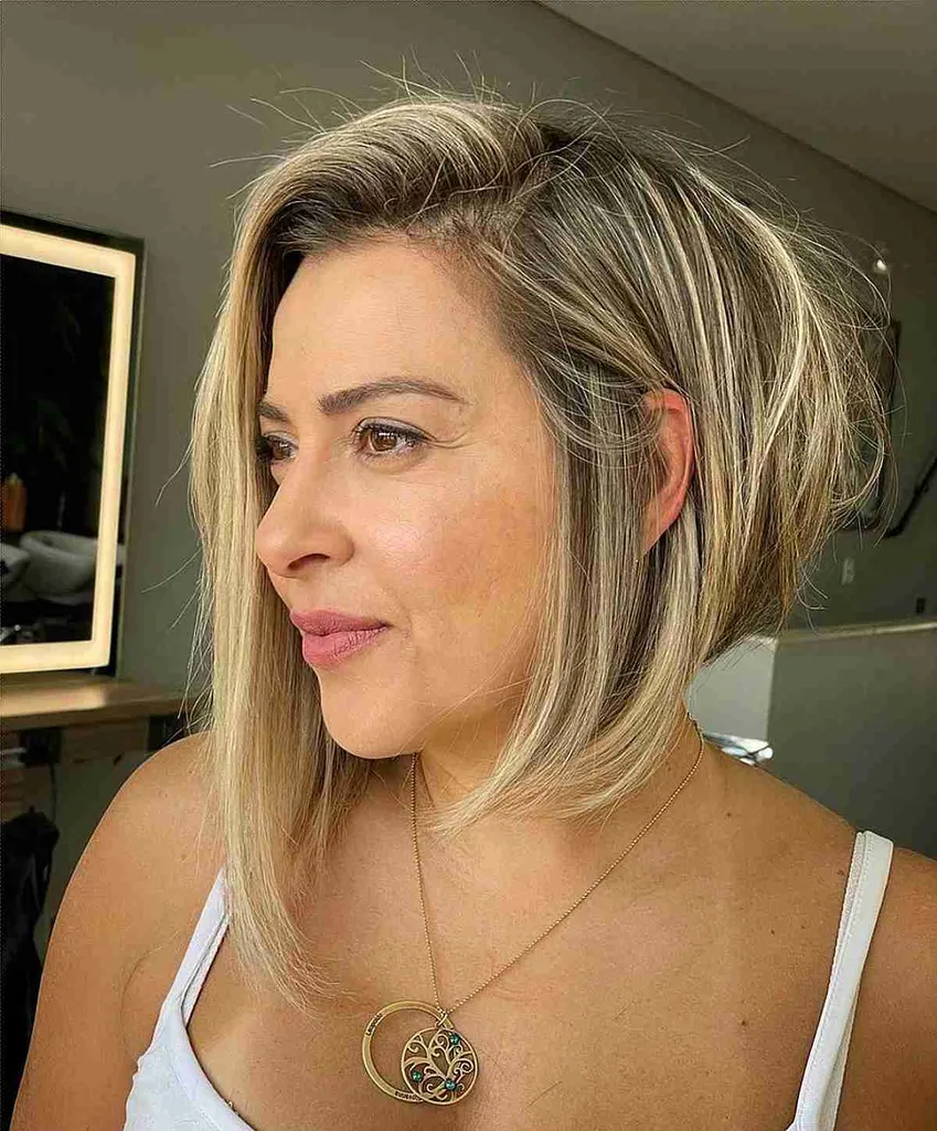 Estilo Bob de línea A desordenado con raya lateral' title=