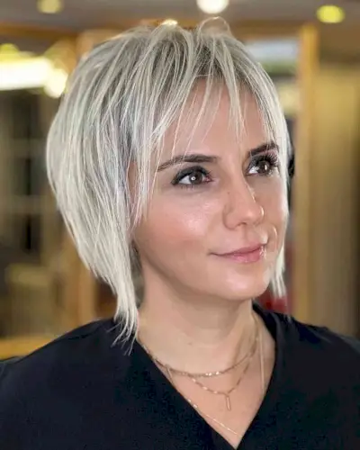 Platinum Long Shaggy Pixie Bob with Wispy Fringe