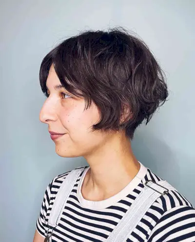 Shaggy Messy Bixie with Middle Part Bangs