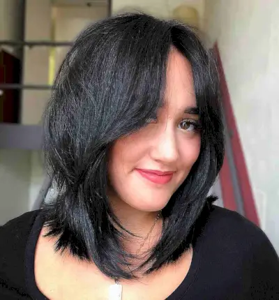 Long Bob with Curtain Bangs and Face-Framing Layers