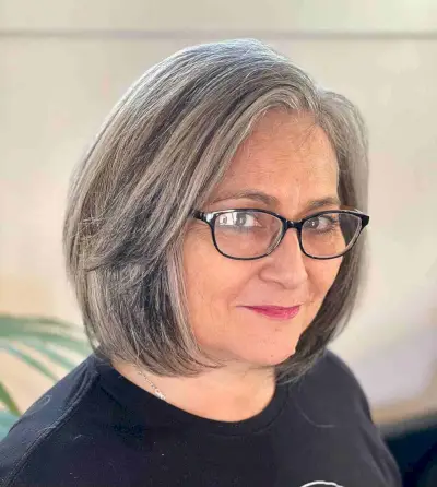 Layered Bob for Women Over 60 with Salt and Pepper Hair