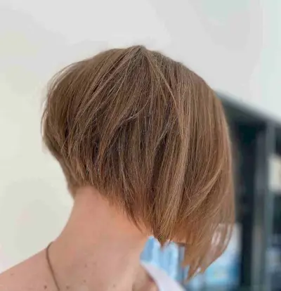 Edgy Brown Inverted Bob with Layers