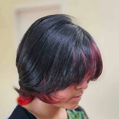 Short Wolf Bob with Red Underlights