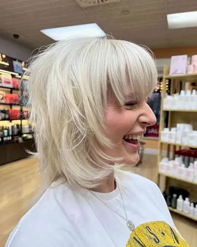 Choppy Long Wolf Cut Bob with Straight Bangs