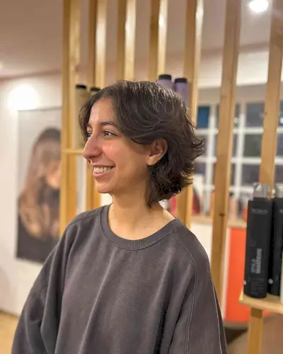 Short Textured Wolf Bob with Middle Part