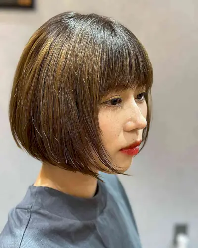 Fine-Haired Short Bob Cut with Bangs