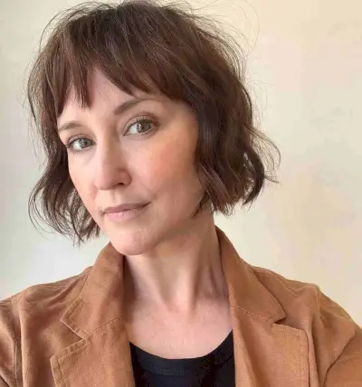 Shorter Undone Wavy Bob with Piecey Bangs