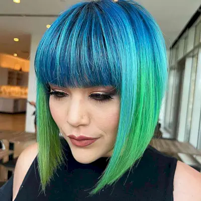 Unique Inverted Bob With Straight Fringe