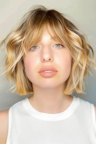 bob with middle part bangs hairstyle