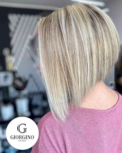 Short Inverted Bob with Sandy Blonde Tones
