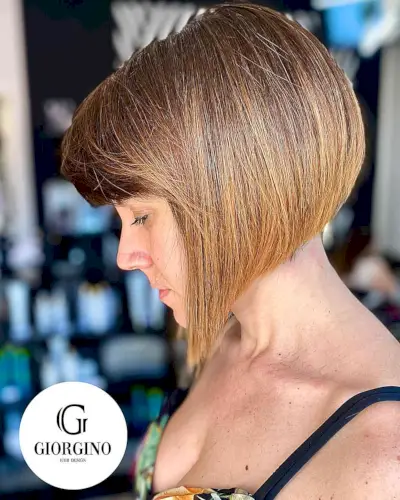 Short Straight Inverted Bob with Bangs