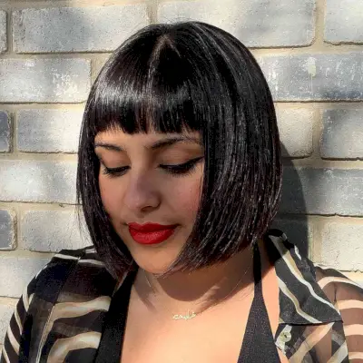 Amazing Precision Cut Chin-Length Bob with Bangs