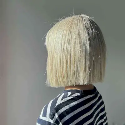 Bright Blonde Short Boxed Bob Hair