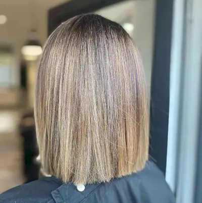 Caramel Blunt Boxed Bob Short Hair