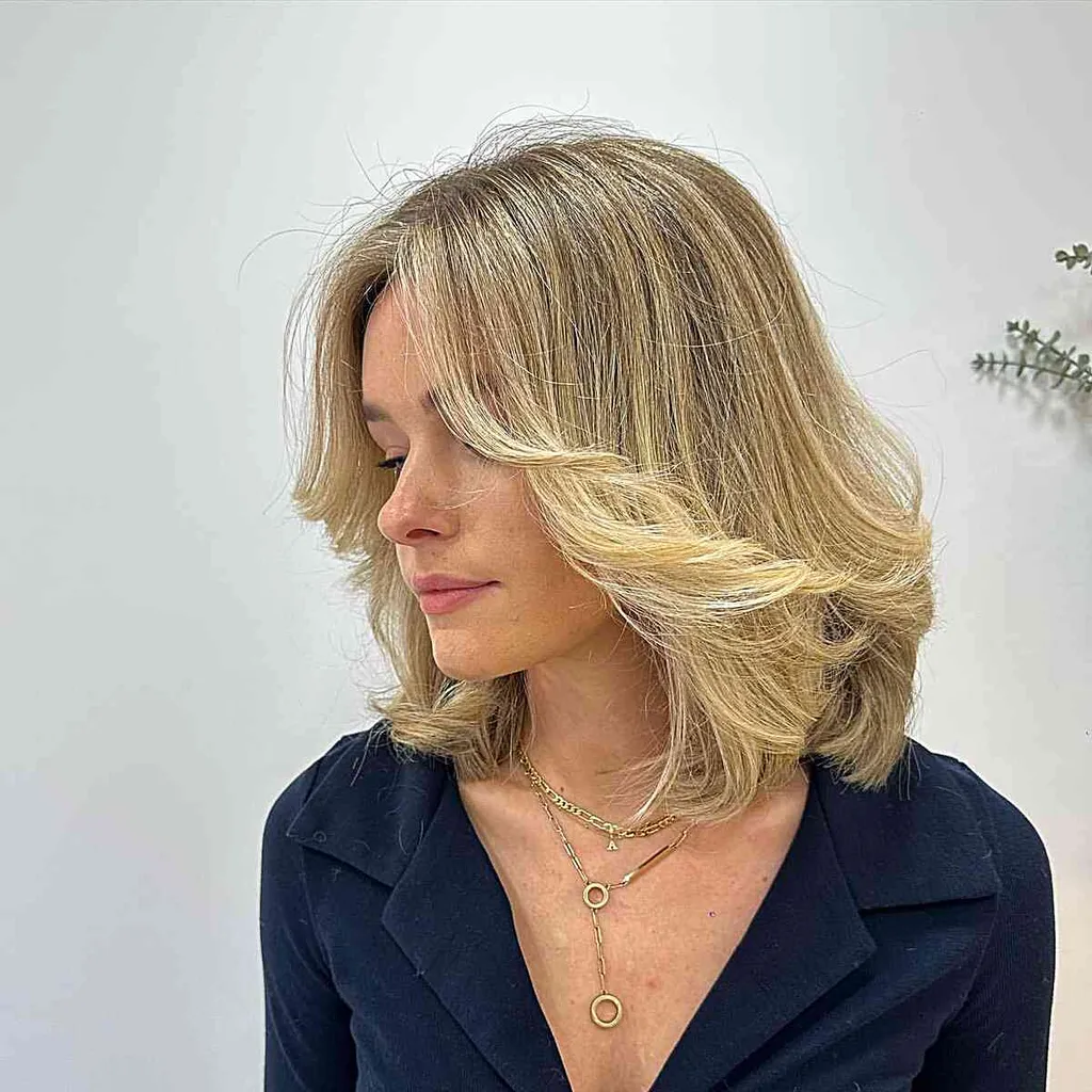 Hüpfendes Föhnen auf dem 90er-Jahre-Long-Bob' title=