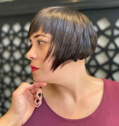 Short Stacked Bob with Bangs on Women Over 40
