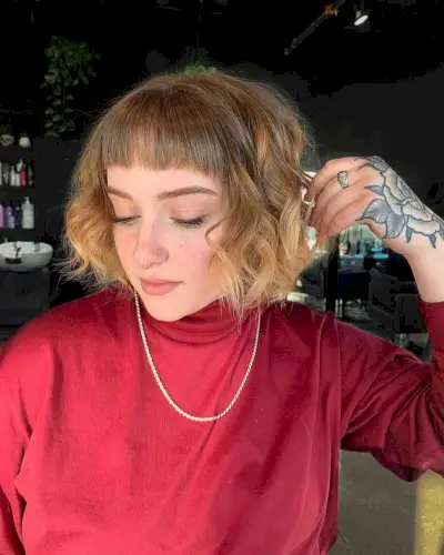Curled French Bob with Light Bangs