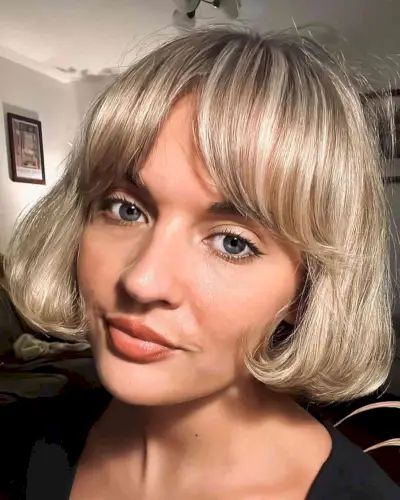 French Blonde Bob with Curtain Fringe for Fine Hair