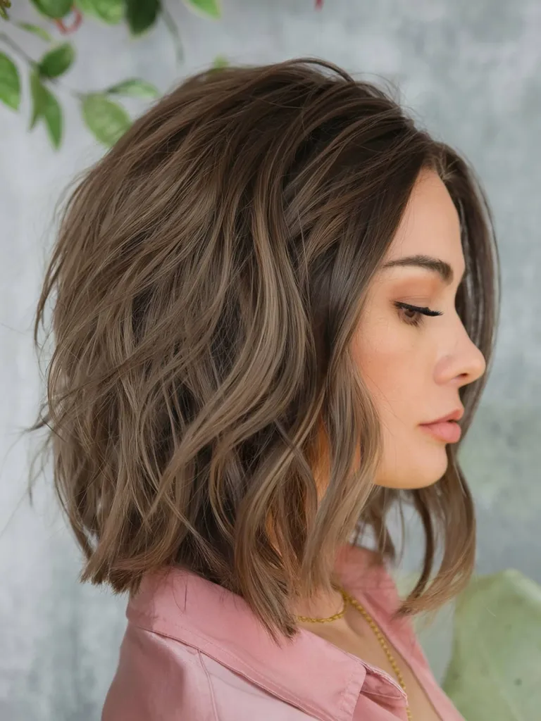 Huňatý hnědý lob s přírodními vrstvami pro jemné vlasy' title=