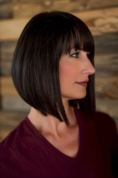 Long Stacked Bob with Bangs