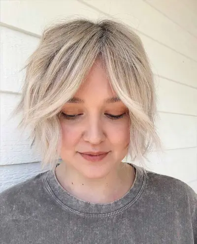 Curtain Bangs on Choppy Bobbed Hair
