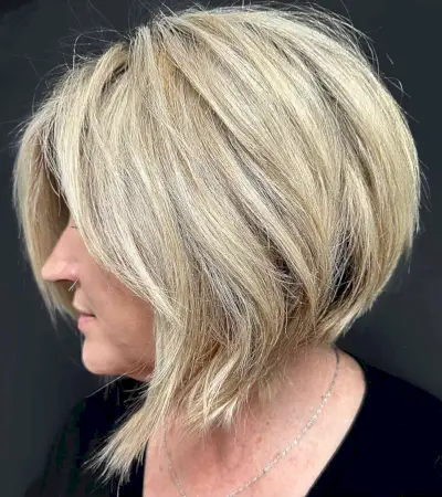 Inverted A-Line Bob with Layers on older women looking for a short hairstyle