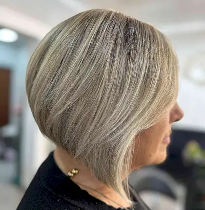 Inverted and Layered Bob for Older Women with coarse hair