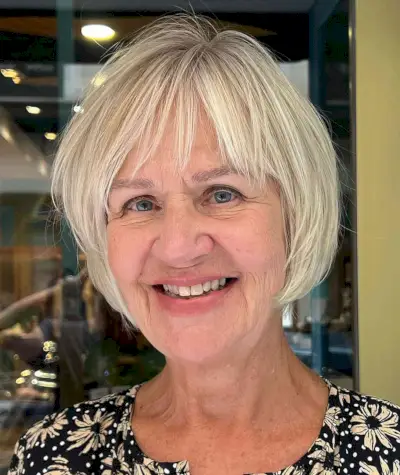 Short Blonde Messy Bob with Fringe for Older Women