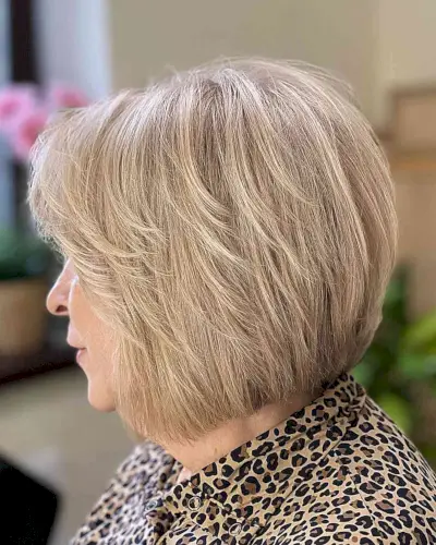 Visible Layers on a Short Blonde Bob for older women