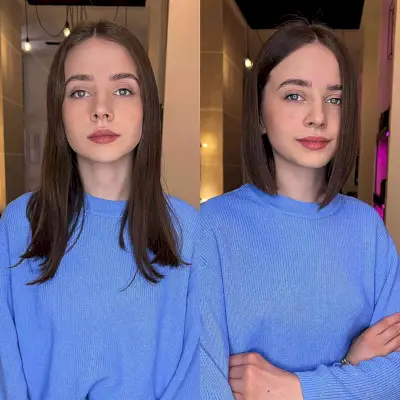 Straight Middle-Parted Slob Bob Haircut for girls in their 20s