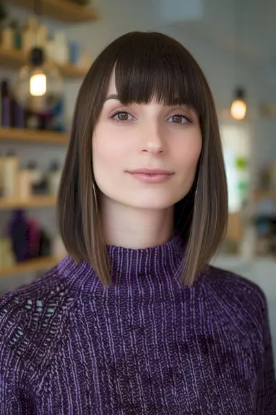 Straight Lob with Fringe for Women Over 30