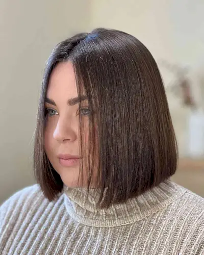 Middle-Parted Straight Chin Bob with Blunt Ends