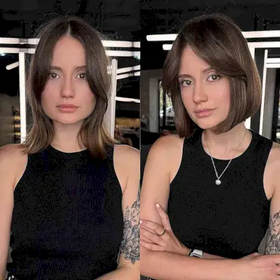 Straight Bob with Long Curtain Bangs