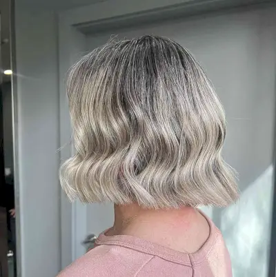 Medium Blunt Bob with Beach Waves for Fine Hair Texture