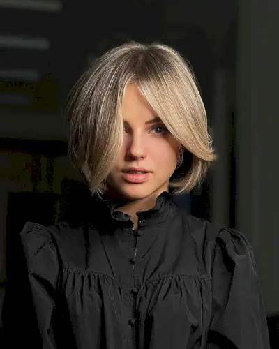 Subtly Layered Bob with an Off Center Part for Fine Hair