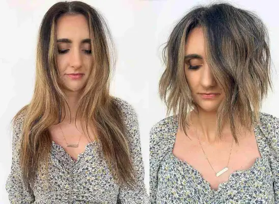 Tousled Bob with Balayage for Fine Hair