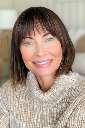 Bob cu breton firav pentru păr fin coafura pentru femei peste 40 de ani.