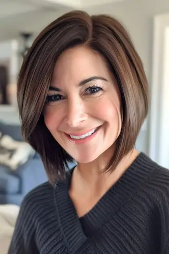 Coafura Bob Inversat Cu Capete Razuite Pentru Femei Peste 40.