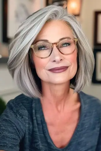 Coafura Voluminous Lob (Long Bob) pentru femei peste 40 de ani.
