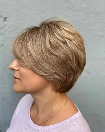 Short Multi-Layered Bob with Side Bangs