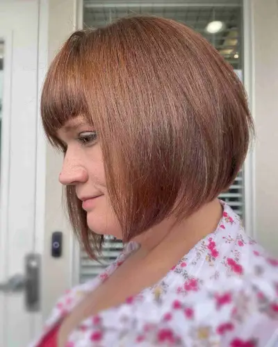 Chin-Length Concave Bob with Full Bangs