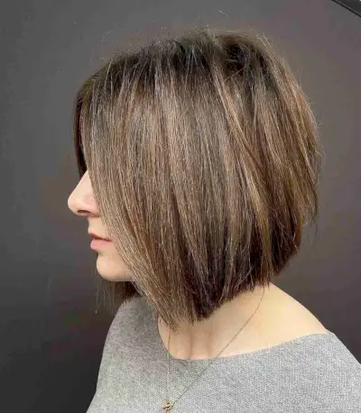 Soft Messy Brunette Concave Bob