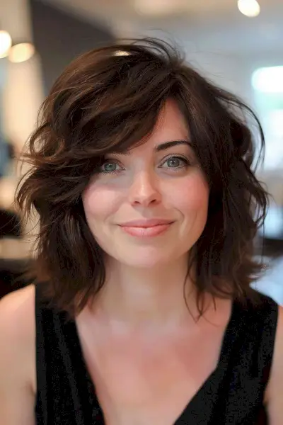 short bob with shaggy layers for thick hair