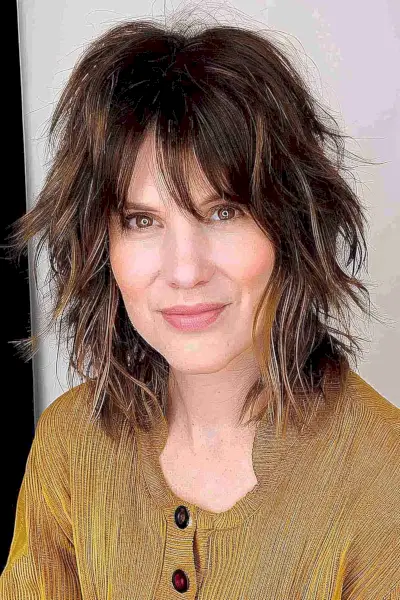 Voluminous long shaggy bob haircut