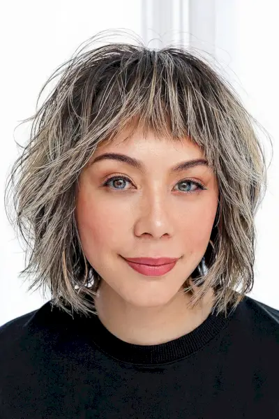 Short Layered Shag Bob with Baby Bangs