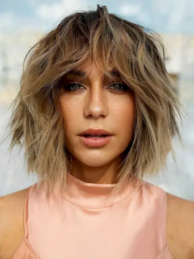 Shaggy Bob with Soft Fringy Bits with Textured Ends
