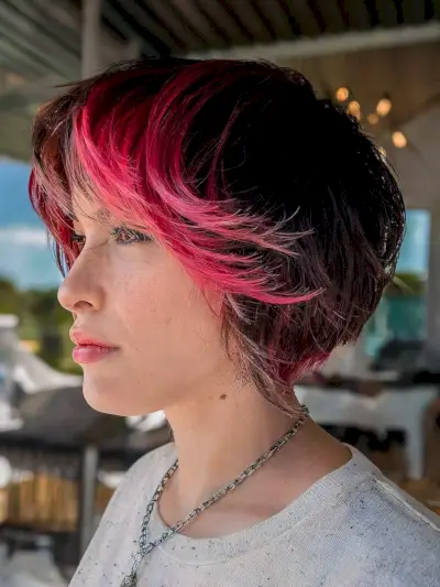 Colorful Shaggy Undercut Bob