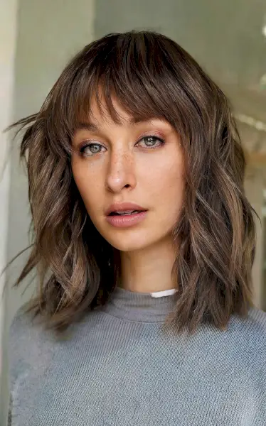 soft shaggy bob with fringe