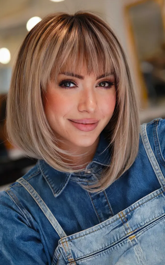 24 בוב א-סימטרי עם פוני עצבני בצורה אופנתית