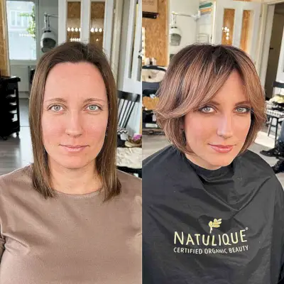 Face-Framing Bangs on a Chin-Length Bob for Fine Hair for ladies with short hair and oval faces